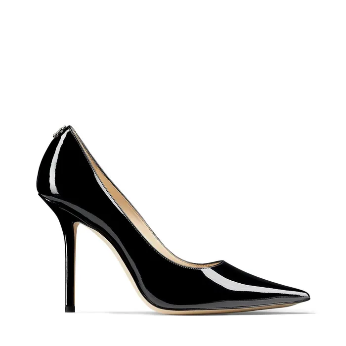 Love 100 Black Patent Leather PointToe Pumps With Jc Emblem Black Women JIMMY CHOO Pumps