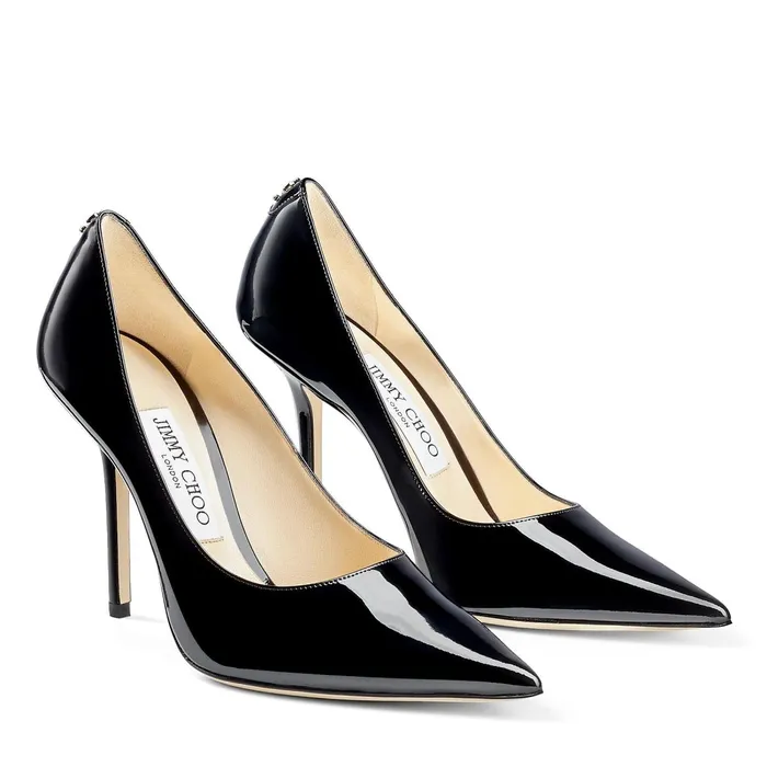 Love 100 Black Patent Leather PointToe Pumps With Jc Emblem Black Women JIMMY CHOO Pumps