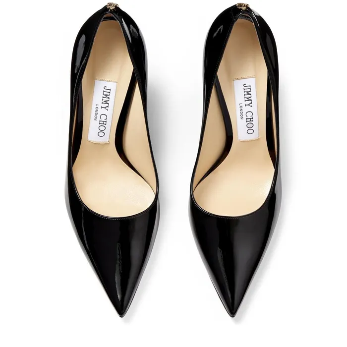 Love 100 Black Patent Leather PointToe Pumps With Jc Emblem Black Women JIMMY CHOO Pumps