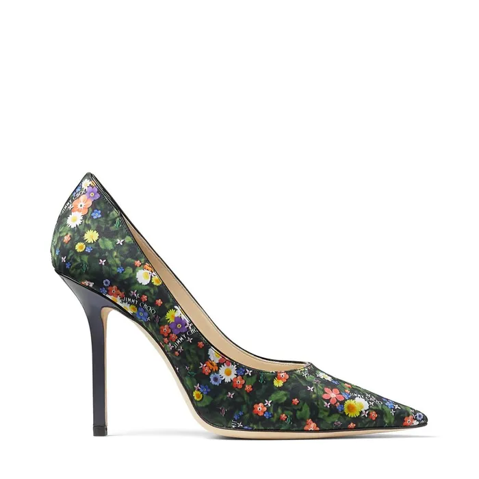 Love 100 Multicolour DitsyPrint Silk And Patent Leather Pumps Multiblack Women JIMMY CHOO Pumps Love 100 Multicolour DitsyPrint Silk And Patent Leather Pumps Multiblack Women JIMMY CHOO Pumps