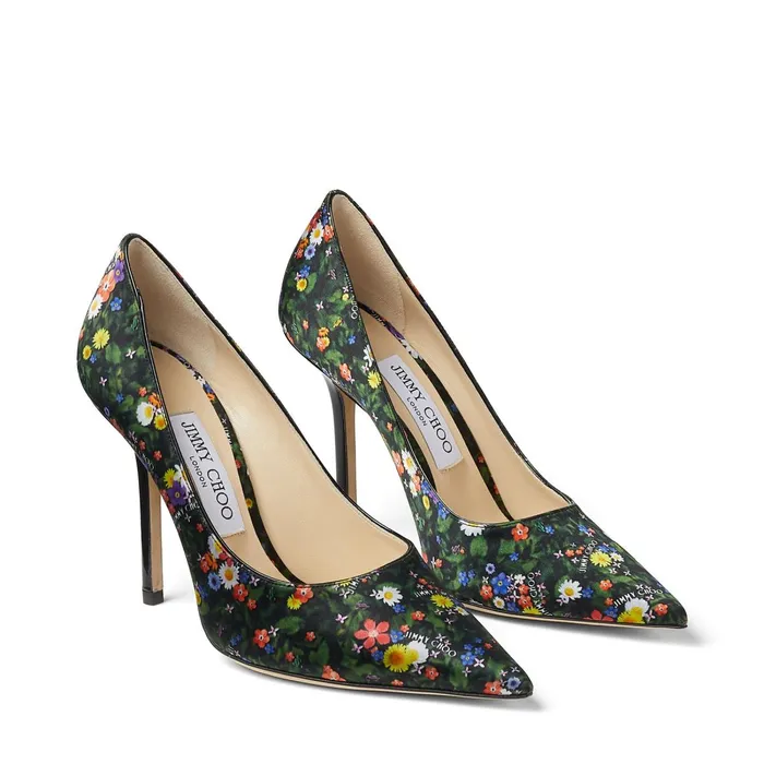 Love 100 Multicolour DitsyPrint Silk And Patent Leather Pumps Multiblack Women JIMMY CHOO Pumps