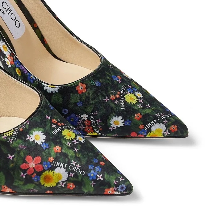 Love 100 Multicolour DitsyPrint Silk And Patent Leather Pumps Multiblack Women JIMMY CHOO Pumps