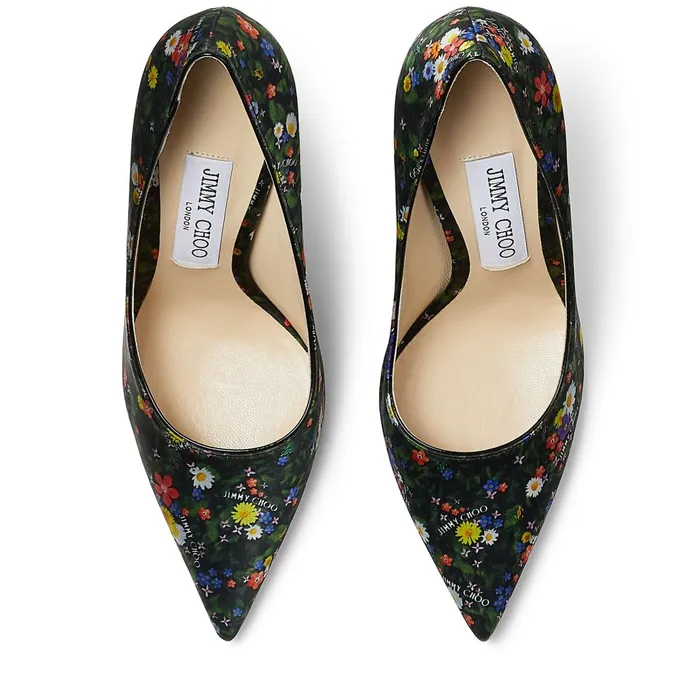 Love 100 Multicolour DitsyPrint Silk And Patent Leather Pumps Multiblack Women JIMMY CHOO Pumps