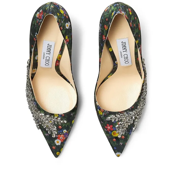 Love 100 Multicolour DitsyPrint Silk Pumps With Crystal Embroidery Multicrystal Women JIMMY CHOO Pumps