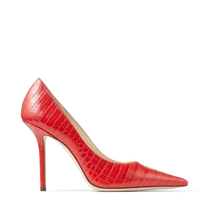 Love 100 Red CrocEmbossed Leather Pumps Red Women JIMMY CHOO Pumps
