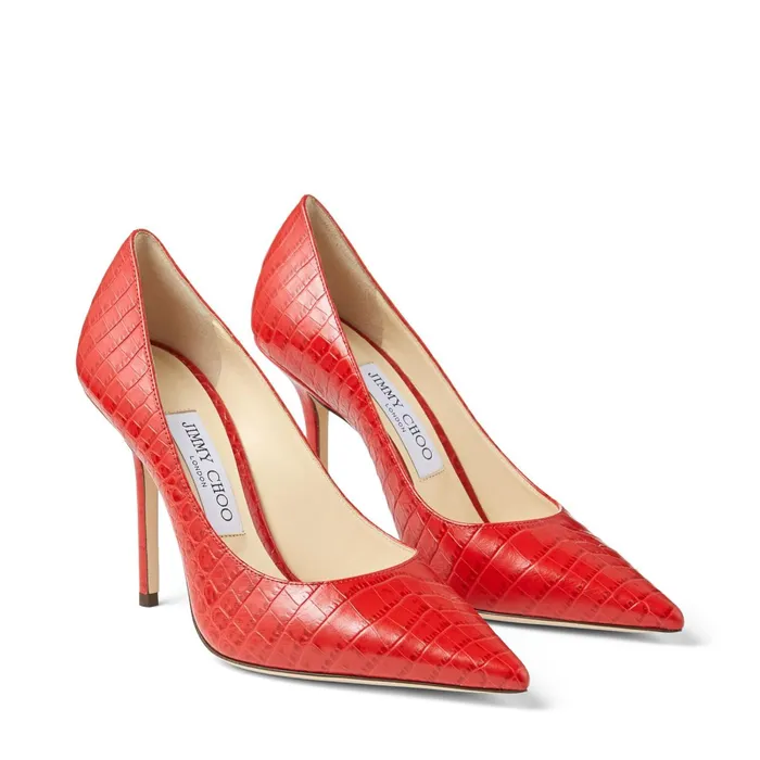 Love 100 Red CrocEmbossed Leather Pumps Red Women JIMMY CHOO Pumps