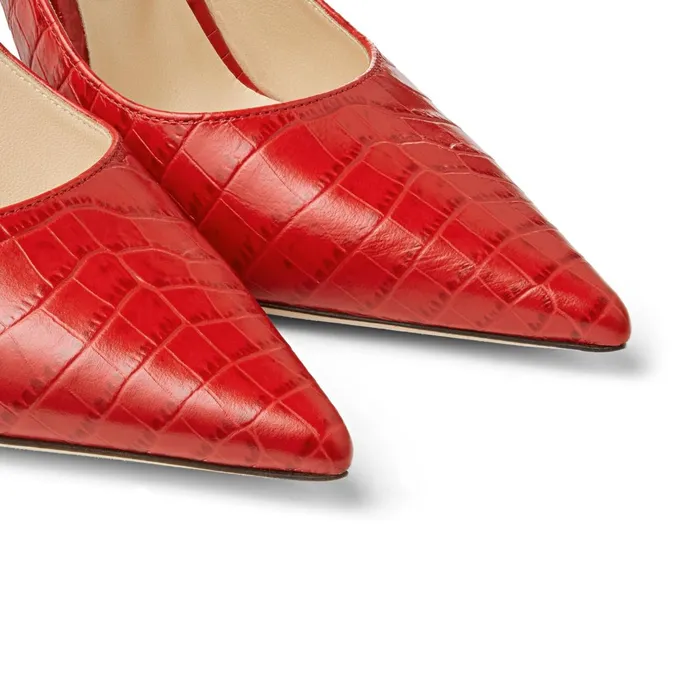 Love 100 Red CrocEmbossed Leather Pumps Red Women JIMMY CHOO Pumps