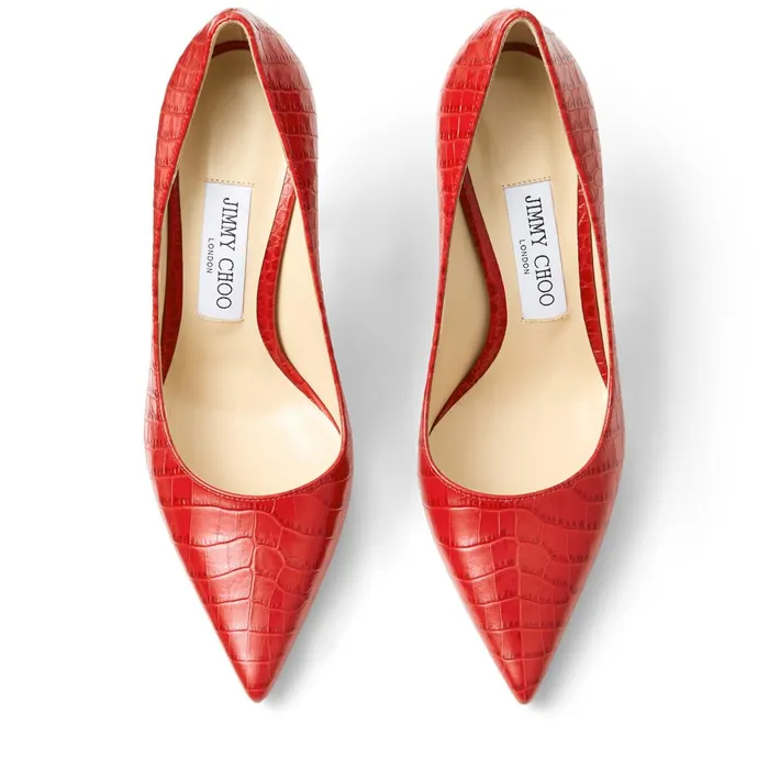 Love 100 Red CrocEmbossed Leather Pumps Red Women JIMMY CHOO Pumps