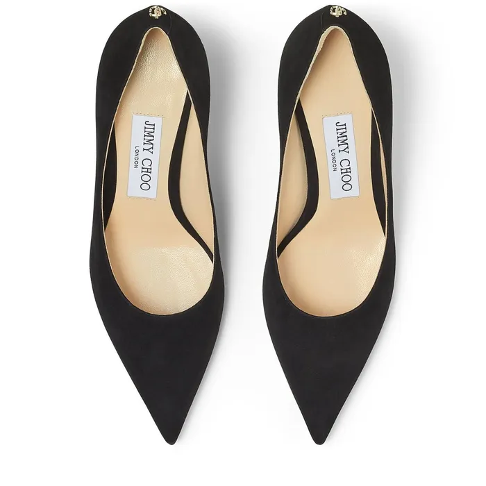 Love 65 Black Suede Pointed Pumps With Jc Emblem Black Women JIMMY CHOO Pumps