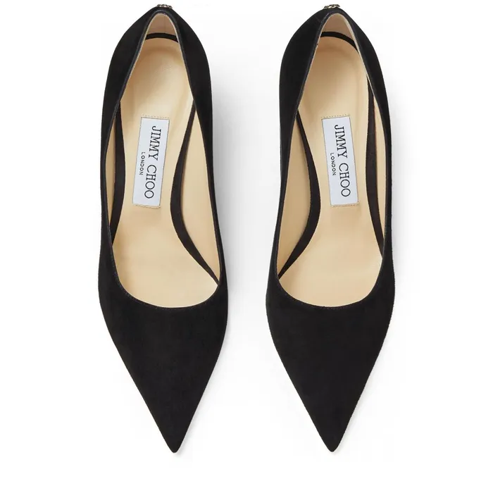 Love 85 Black Suede Pointed Pumps With Jc Emblem Black Women JIMMY CHOO Pumps