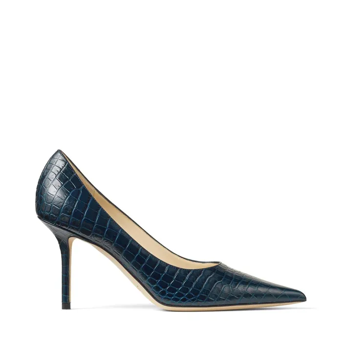 Love 85 Navy Croc Embossed Leather Pumps With Jc Logo Navy Women JIMMY CHOO Pumps Love 85 Navy Croc Embossed Leather Pumps With Jc Logo Navy Women JIMMY CHOO Pumps