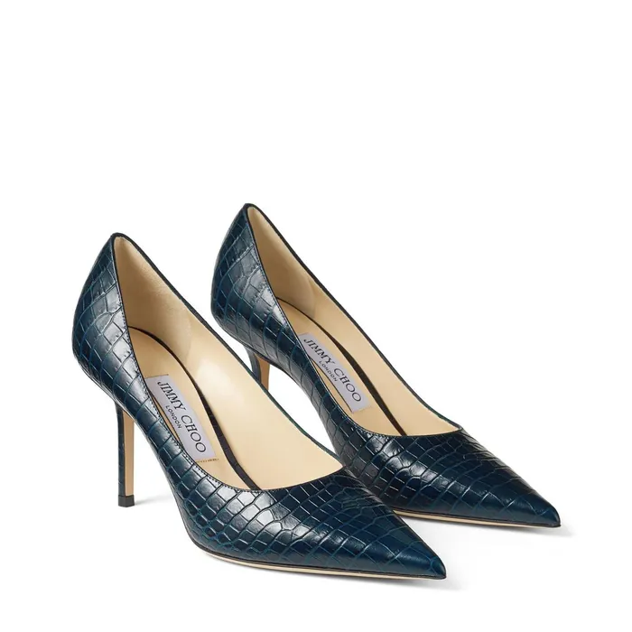 Love 85 Navy Croc Embossed Leather Pumps With Jc Logo Navy Women JIMMY CHOO Pumps