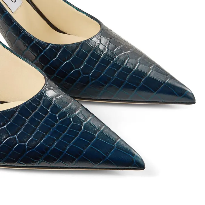 Love 85 Navy Croc Embossed Leather Pumps With Jc Logo Navy Women JIMMY CHOO Pumps