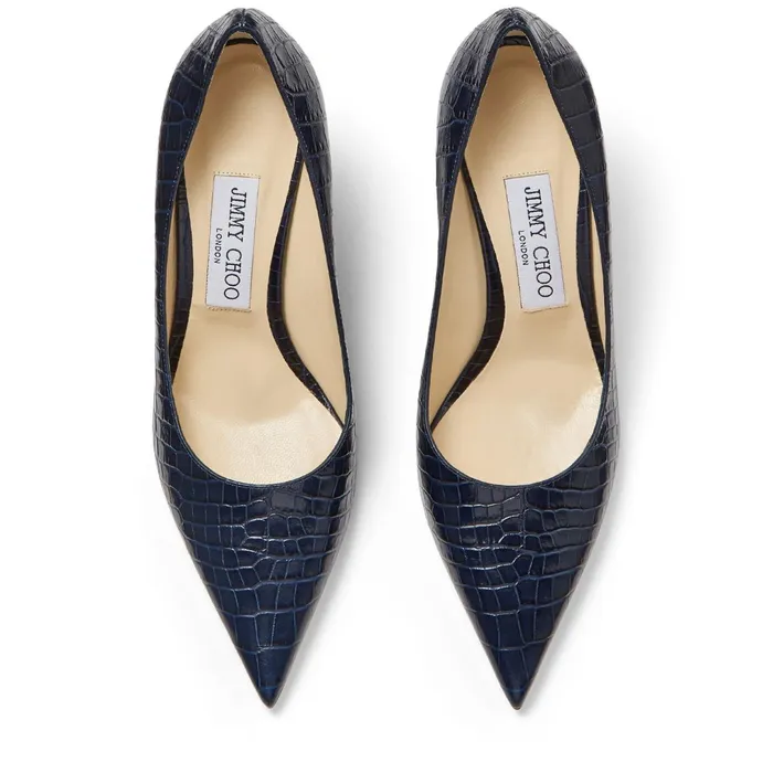Love 85 Navy Croc Embossed Leather Pumps With Jc Logo Navy Women JIMMY CHOO Pumps