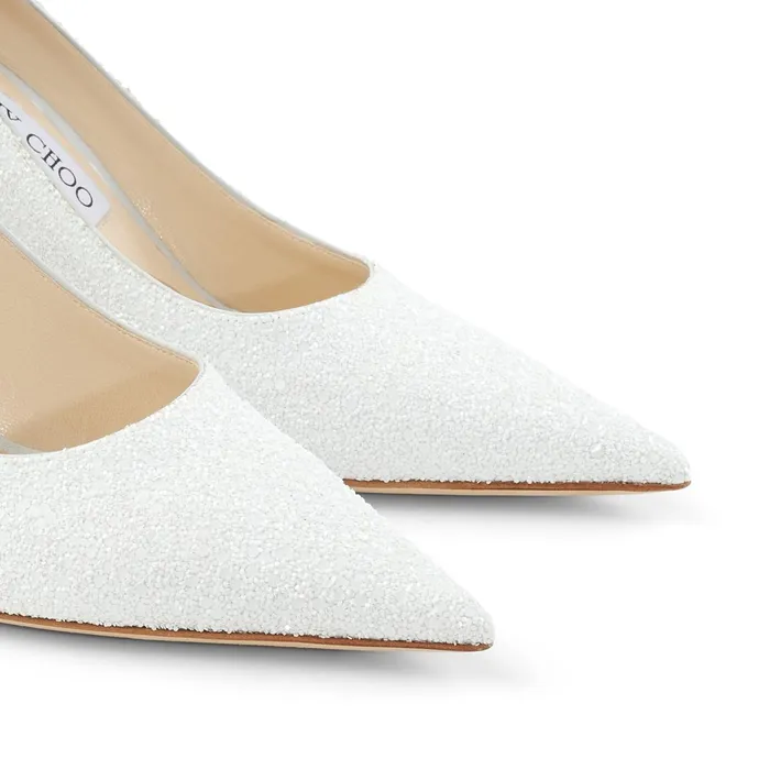 Love 85 White Glitter Fabric Pumps White Women JIMMY CHOO Bridal Shoes