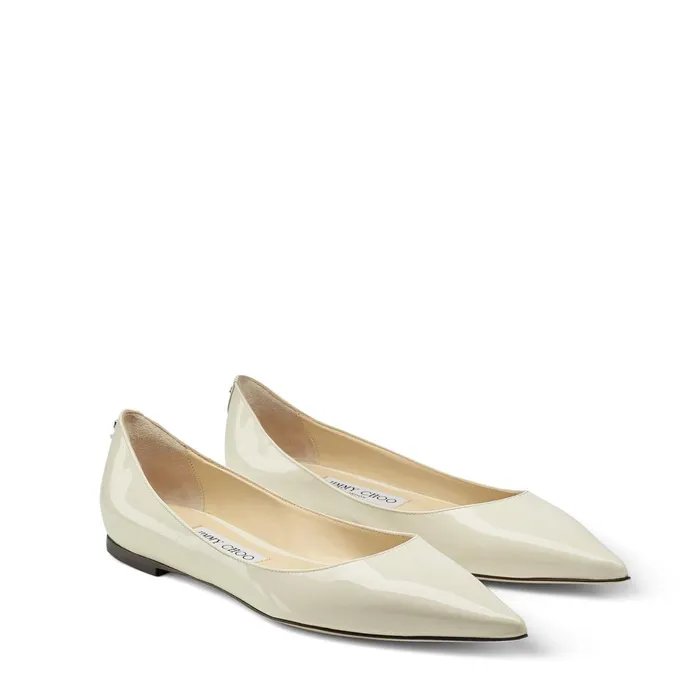 Love Flat Latte Patent Leather Flat Pumps With Jc Emblem Latte Women JIMMY CHOO Flats