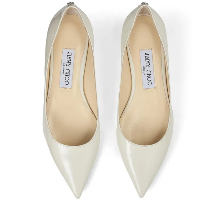 Love Flat Latte Patent Leather Flat Pumps With Jc Emblem Latte Women JIMMY CHOO Flats