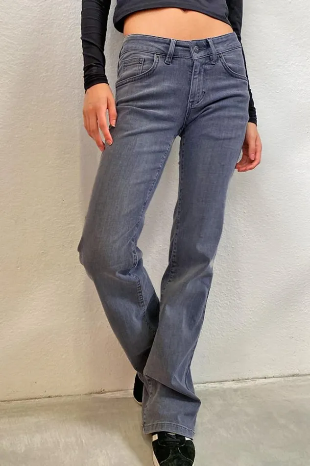 Low Waist Flared Jeans Women Subdued Denim