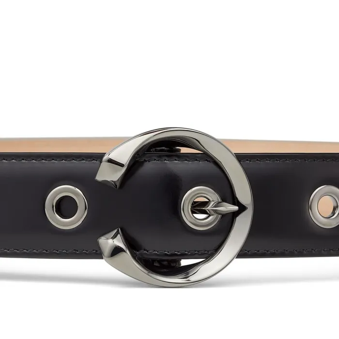 Madeline Belt Black Spazzolato Leather Belt With Metal Buckle Black Women JIMMY CHOO Belts
