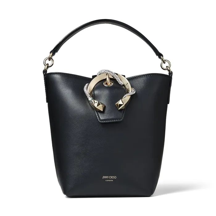 Madeline Bucket Black Smooth Calf Leather Bucket Bag With Snake Buckle Black Women JIMMY CHOO Bucket Bags Madeline Bucket Black Smooth Calf Leather Bucket Bag With Snake Buckle Black Women JIMMY CHOO Bucket Bags