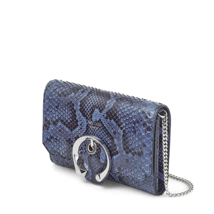 Madeline Mini Xb Denim Python Crossbody Bag With Metal Buckle Denim Women JIMMY CHOO Small Leather Goods