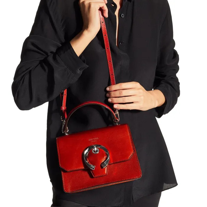 Madeline SatchelS Royal Red Calf Leather Satchel With Metal Buckle Royal Redsilver Women JIMMY CHOO Mini Bags