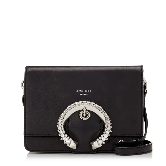 Madeline Shoulder Bag Black Calf Leather Shoulder Bag With Crystal Buckle Black Women JIMMY CHOO Crossbody Bags Madeline Shoulder Bag Black Calf Leather Shoulder Bag With Crystal Buckle Black Women JIMMY CHOO Crossbody Bags