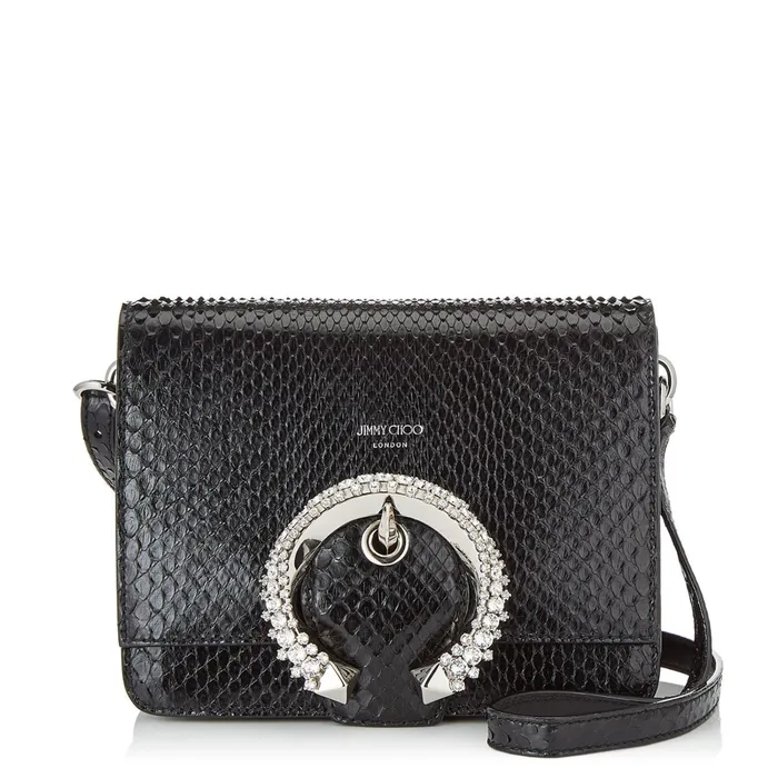 Madeline Shoulder Bag Black Shiny Python Shoulder Bag With Crystal Buckle Black Women JIMMY CHOO Shoulder Bags Madeline Shoulder Bag Black Shiny Python Shoulder Bag With Crystal Buckle Black Women JIMMY CHOO Shoulder Bags