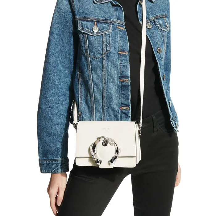 Madeline ShoulderS Latte Smooth Calf Leather Shoulder Bag With Snake Buckle Latte Women JIMMY CHOO Crossbody Bags