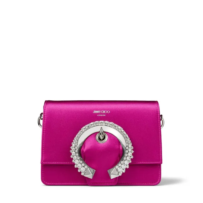 Madeline ShoulderS Magenta Satin Shoulder Bag With Crystal Buckle Magentamagenta Women JIMMY CHOO Shoulder Bags