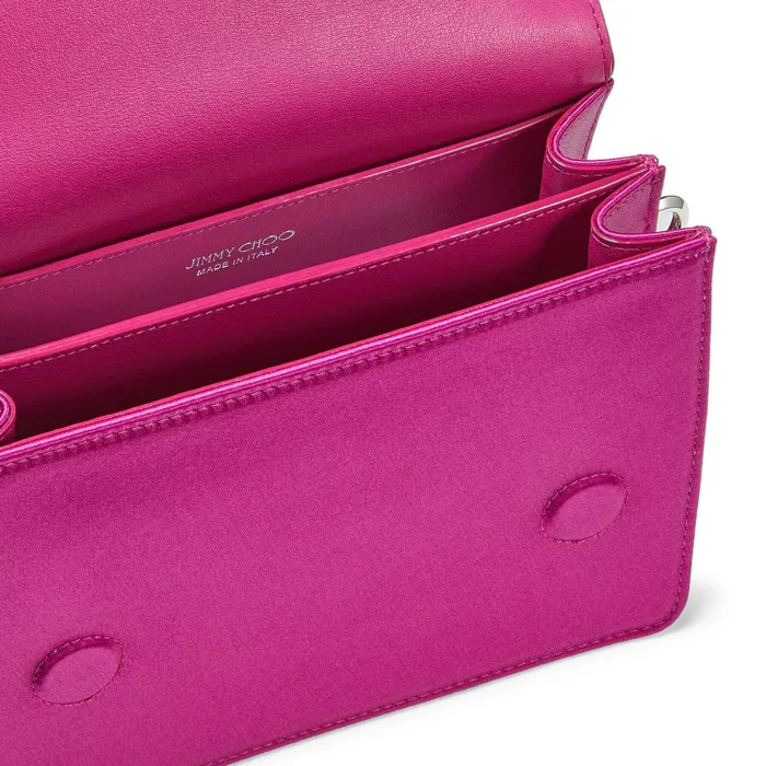 Madeline ShoulderS Magenta Satin Shoulder Bag With Crystal Buckle Magentamagenta Women JIMMY CHOO Shoulder Bags