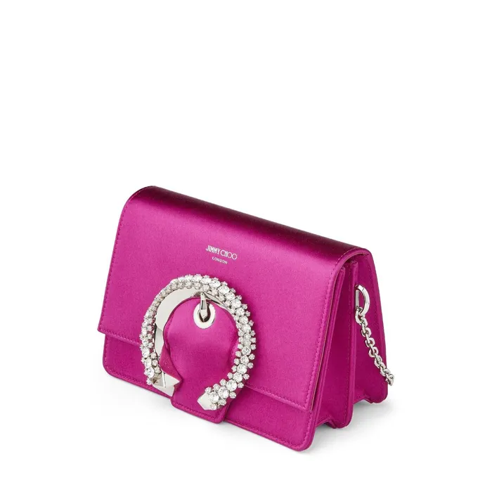 Madeline ShoulderS Magenta Satin Shoulder Bag With Crystal Buckle Magentamagenta Women JIMMY CHOO Shoulder Bags