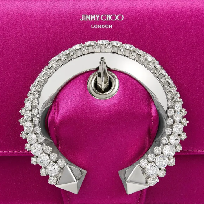 Madeline ShoulderS Magenta Satin Shoulder Bag With Crystal Buckle Magentamagenta Women JIMMY CHOO Shoulder Bags