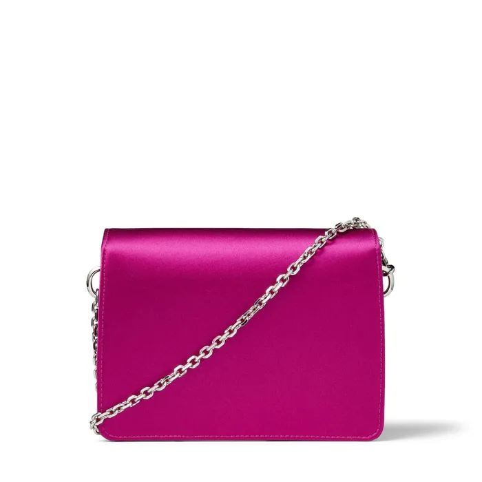 Madeline ShoulderS Magenta Satin Shoulder Bag With Crystal Buckle Magentamagenta Women JIMMY CHOO Shoulder Bags
