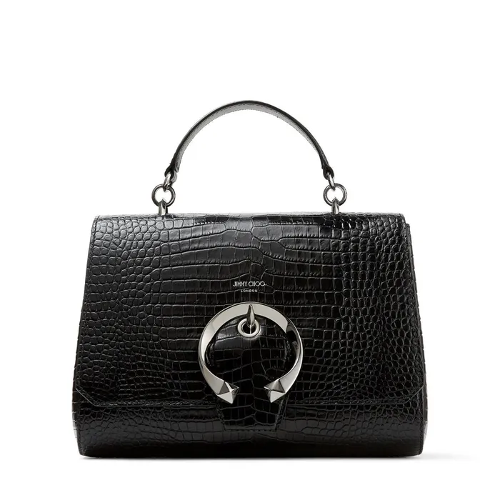 Madeline Tophandle Black Shiny CrocEmbossed Leather Top Handle Handbag Black Women JIMMY CHOO Top Handle Bags Madeline Tophandle Black Shiny CrocEmbossed Leather Top Handle Handbag Black Women JIMMY CHOO Top Handle Bags