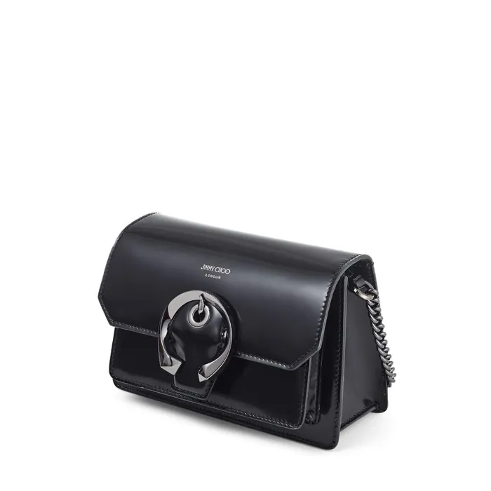 MadelineXb Black Spazzolato Leather Crossbody Bag With Metal Buckle Black Women JIMMY CHOO Crossbody Bags