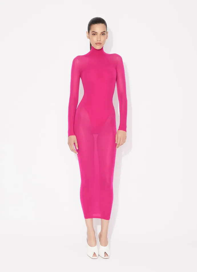 Magenta Fitted Body In Fine Knit Women Alaa Bodysuits and Leggings