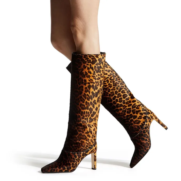 Mahesa 85 Natural Mix Degrade Leopard Print Pony KneeHigh Boots Natural Mix Women JIMMY CHOO Boots