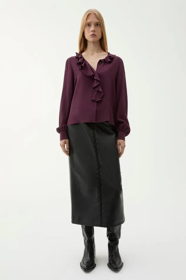 Majolie Silk Blouse Umber Women Rodebjer Shirts and Blouses