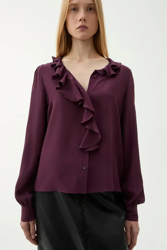Majolie Silk Blouse Umber Women Rodebjer Shirts and Blouses