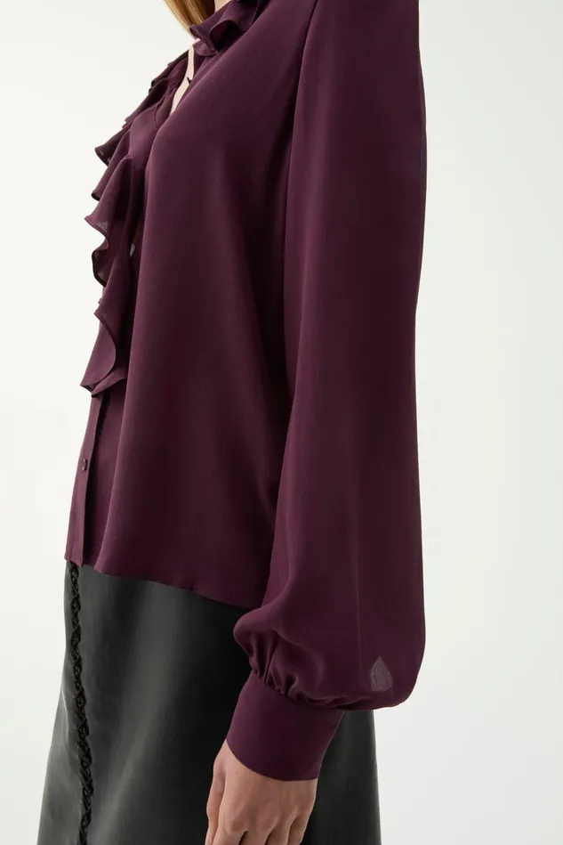 Majolie Silk Blouse Umber Women Rodebjer Shirts and Blouses