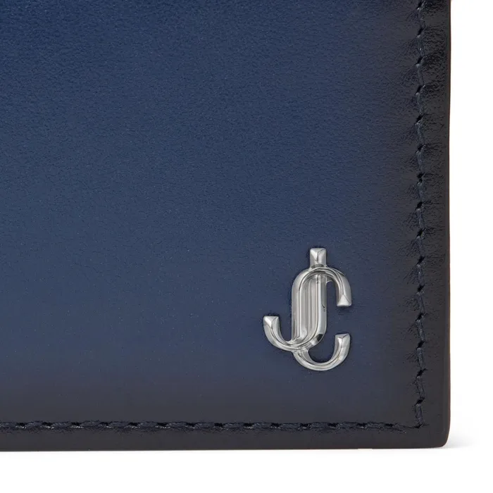Mark Ink Blue Sprayed Leather BiFold Wallet With Jc Emblem Ink Blue Men JIMMY CHOO Wallets