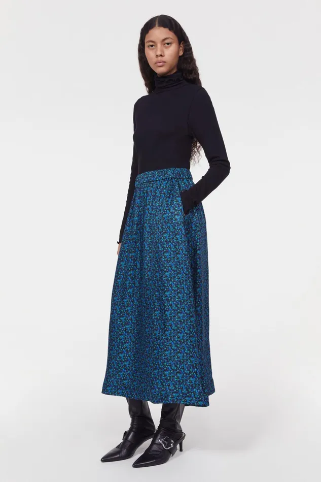 Marla Floral Skirt Black Cobalt Women Rodebjer Sets and Suits