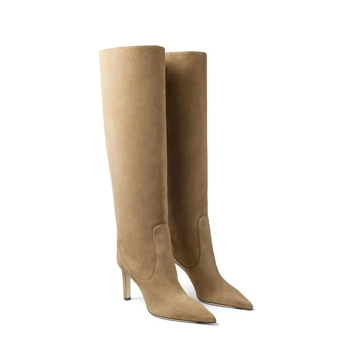 Mavis 85 Clove Suede Pointed Toe Knee Boots Clove Women JIMMY CHOO Boots
