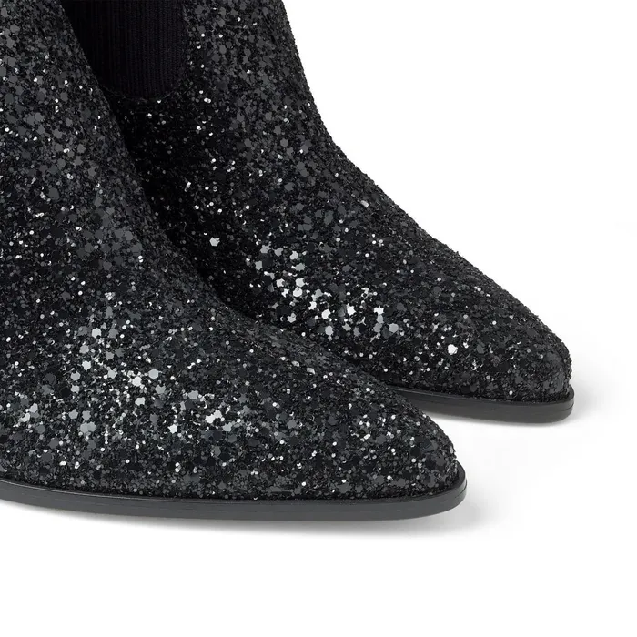 Mele 85 Black Coarse Glitter Fabric And Knitted Ankle Boots Blackblack Women JIMMY CHOO Boots