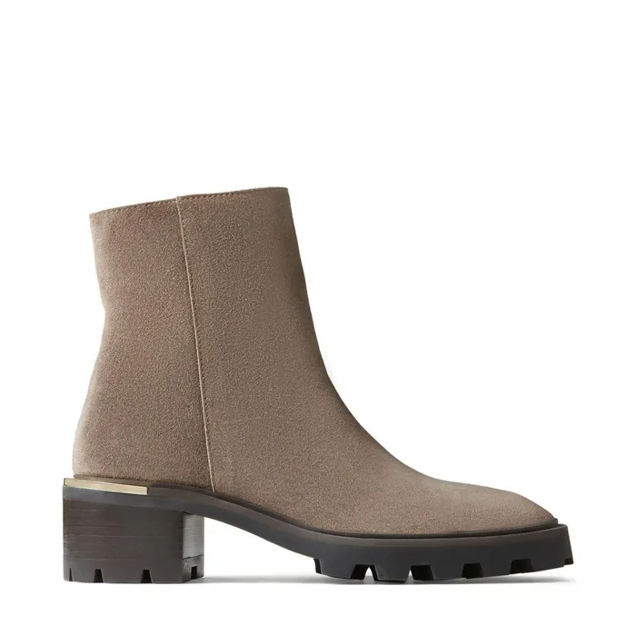 Melodie 35 Mink Velvet Suede Block Heel Boots With Mirrored Trim Mink Women JIMMY CHOO Boots Melodie 35 Mink Velvet Suede Block Heel Boots With Mirrored Trim Mink Women JIMMY CHOO Boots
