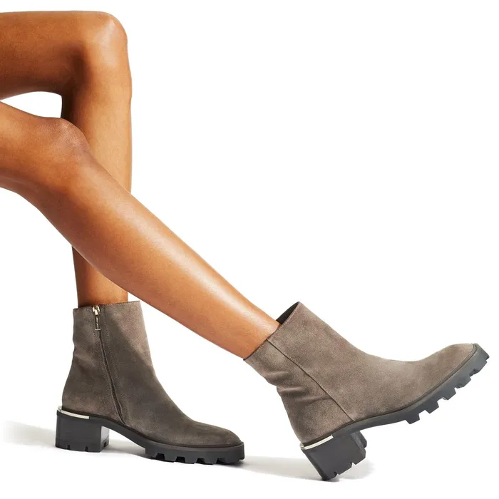 Melodie 35 Mink Velvet Suede Block Heel Boots With Mirrored Trim Mink Women JIMMY CHOO Boots