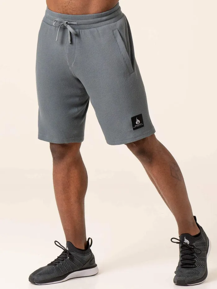 Men039s Waffle Lounge Shorts 8211 Steel Blue Men Ryderwear Gym Shorts