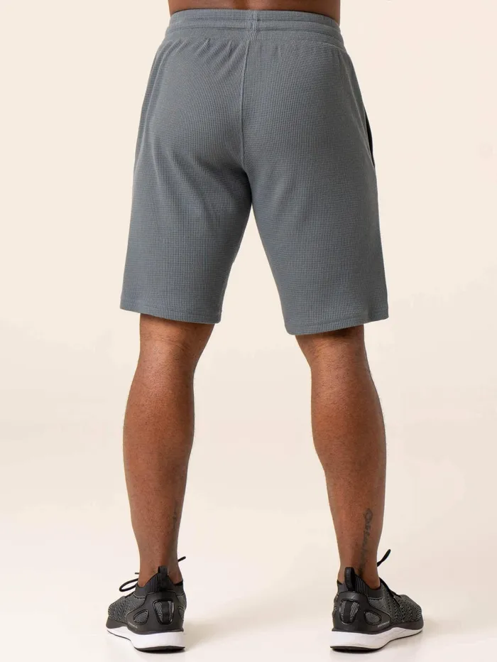 Men039s Waffle Lounge Shorts 8211 Steel Blue Men Ryderwear Gym Shorts