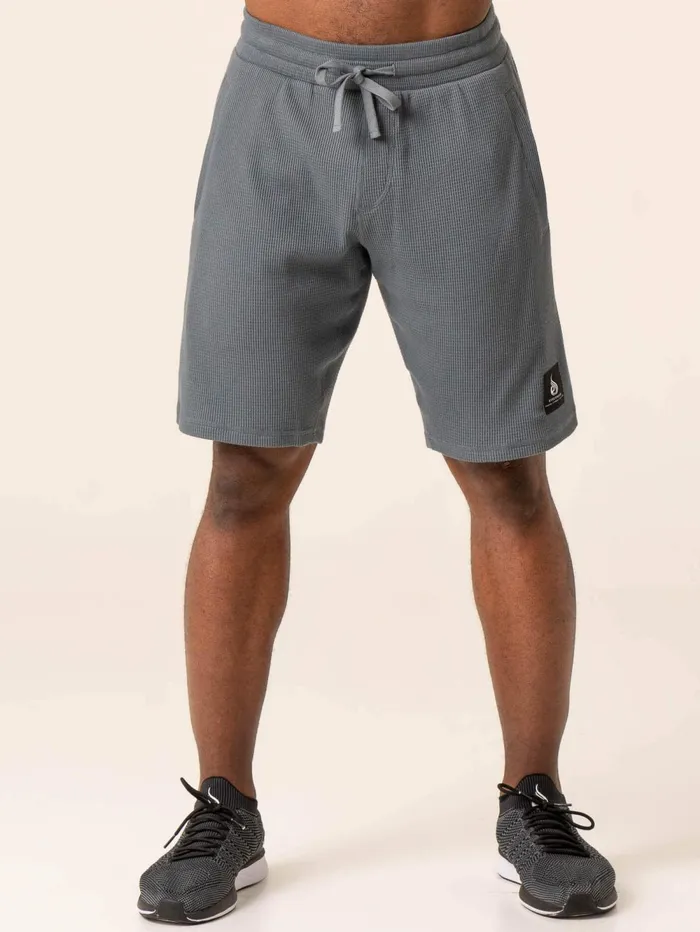 Men039s Waffle Lounge Shorts 8211 Steel Blue Men Ryderwear Gym Shorts